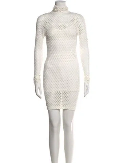 Pre-owned Philipp Plein Mesh Mini Dress In White