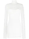 Philipp Plein Mesh-overlay Long-sleeve Minidress In White