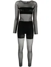 Philipp Plein Mesh-panelled Jumpsuit In Black