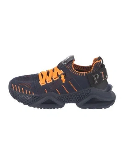 Pre-owned Philipp Plein Mesh Printed Sneakers In Blue