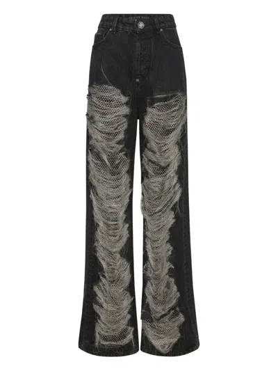 Philipp Plein Mesh Strass Jeans In Black