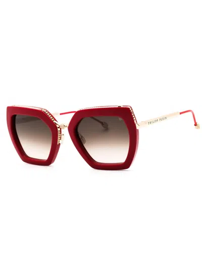 Philipp Plein Metal Cat Eye Mini Sunglasses In Red