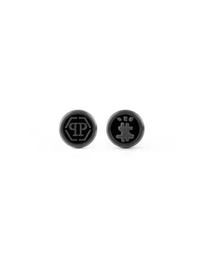 Philipp Plein Metal Cufflinks Hexagon Men In Greytitan