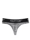 Philipp Plein Metallic Crystal-embellished Thong In Silver