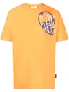 Philipp Plein Metallic Skull-print T-shirt In Orange