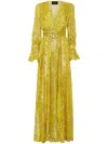 Philipp Plein Metallic-threading Front-slit Maxi Dress In Yellow