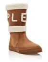 Philipp Plein Mid-flat Boots Skull & Bones In Beige