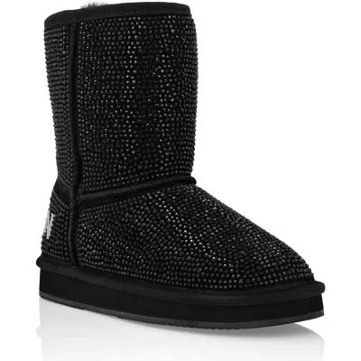 Philipp Plein Mid Flat Boots Stones Women In Black