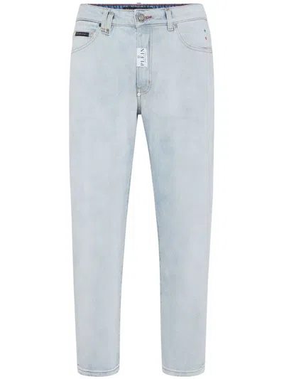 Philipp Plein Mid-rise Cropped Jeans In Blue