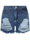 Philipp Plein Jeans-shorts Im Distressed-look In Blue