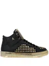 PHILIPP PLEIN MID-TOP LEATHER SNEAKERS