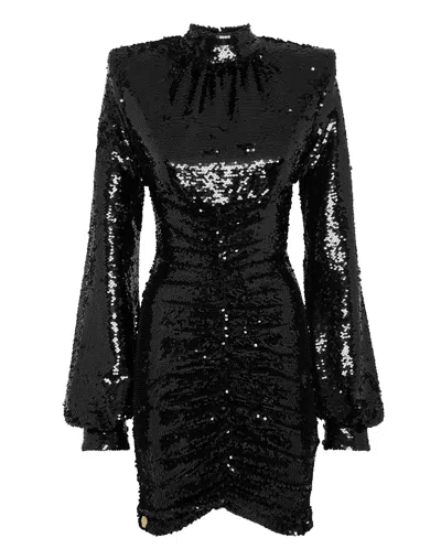 Philipp Plein Midi Dress With Crystals In Black