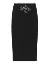 Philipp Plein Midi Skirt Elastic Signature In Black