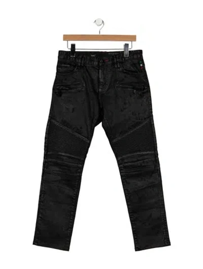 Pre-owned Philipp Plein Mid-rise Skinny Leg Jeans In Black