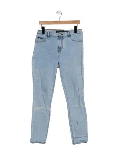 Pre-owned Philipp Plein Mid-rise Skinny Leg Jeans In Blue