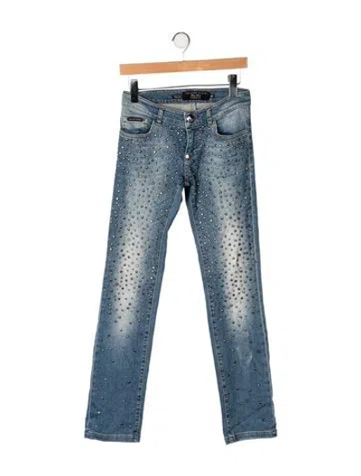 Pre-owned Philipp Plein Mid-rise Skinny Leg Jeans In Blue