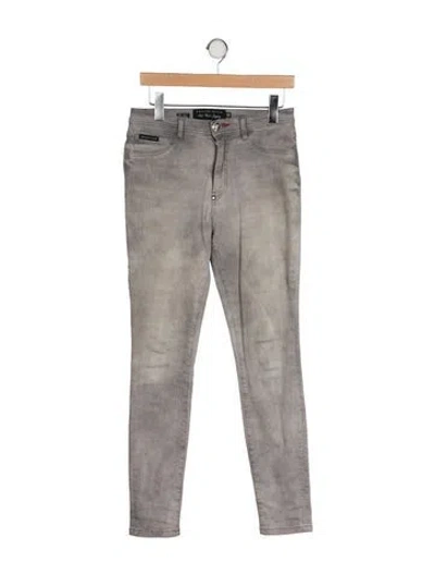 Pre-owned Philipp Plein Mid-rise Skinny Leg Jeans In Gray