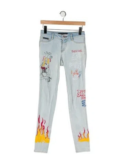 Pre-owned Philipp Plein Mid-rise Skinny Leg Jeans In Green