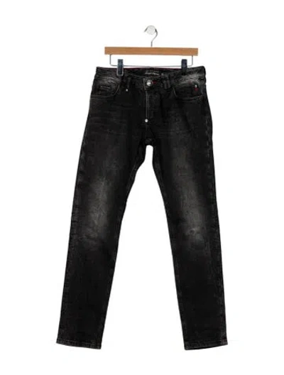 Pre-owned Philipp Plein Mid-rise Straight Leg Jeans In Black