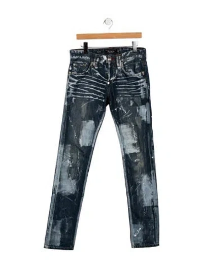 Pre-owned Philipp Plein Mid-rise Straight Leg Jeans In Blue