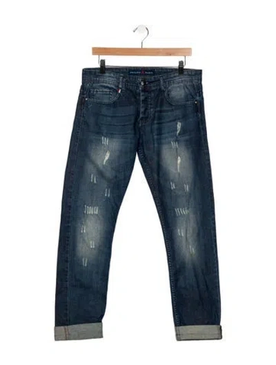 Pre-owned Philipp Plein Mid-rise Straight Leg Jeans In Blue