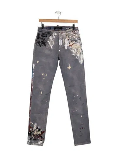 Pre-owned Philipp Plein Mid-rise Straight Leg Jeans In Grey