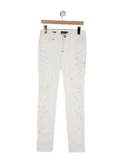 Pre-owned Philipp Plein Mid-rise Straight Leg Jeans In White