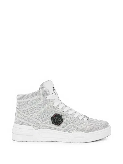 Philipp Plein Mid-top Predator V2 Strass Sneakers In Gray