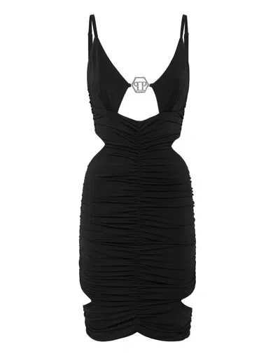 Philipp Plein Mini Dress In Black