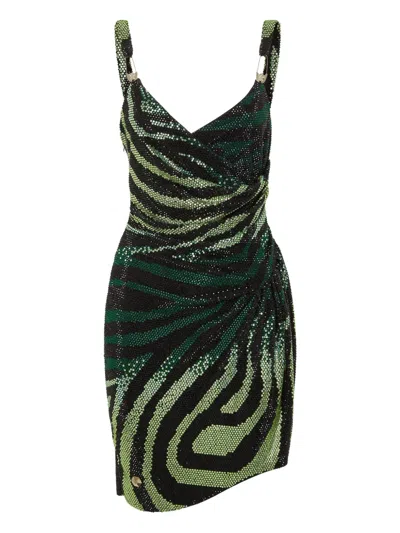 Philipp Plein 'mini Dress Crystal' In Green