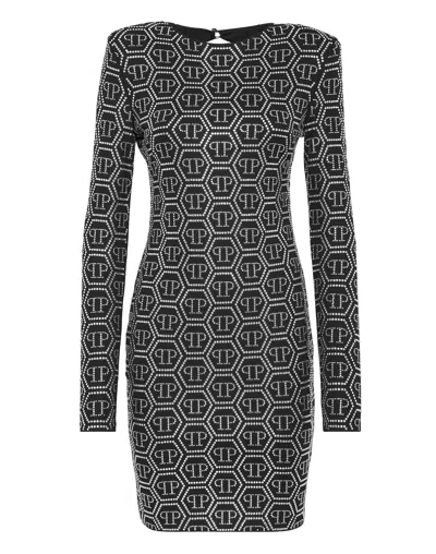 PHILIPP PLEIN MINI DRESS LS MONOGRAM