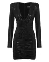 Philipp Plein Padded-shoulder Strass Mini Dress In Black