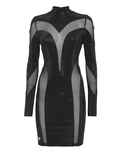 Philipp Plein Mini Dress With Crystals In Black