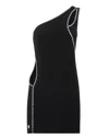 Philipp Plein Crystal Embellished Asymmetrical Mini Dress In Black