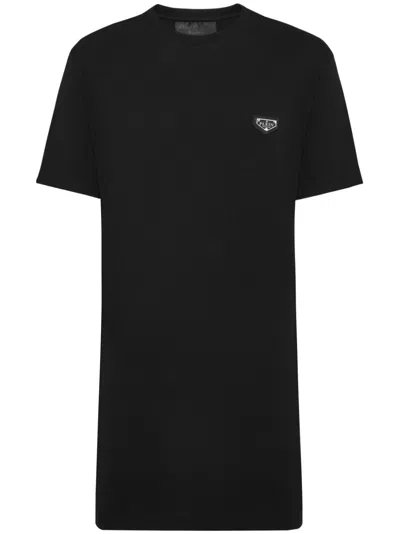 Philipp Plein Mini Iconic Round Neck T-shirt Dress In Schwarz