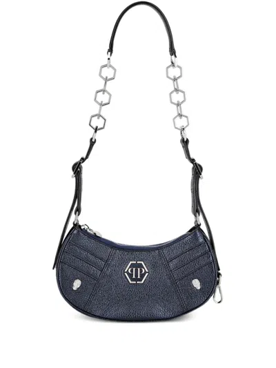 Philipp Plein Mini Leather Shoulder Bag In Blue
