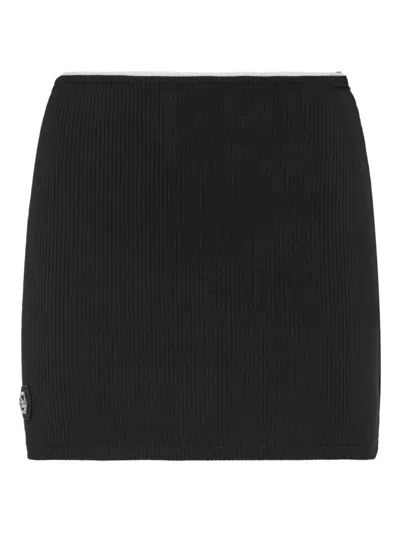 Philipp Plein Mini Ribbed Skirt In Schwarz