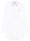 Philipp Plein Long Sleeve Mini Shirt Dress In White