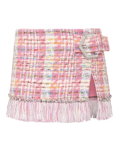 Philipp Plein Mini Skirt Tweed In Pink