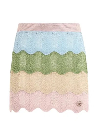 Philipp Plein Mini Wave Skirt In Multi