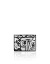 Philipp Plein Mirror Leather Credit Cards Holder Smile In Silver