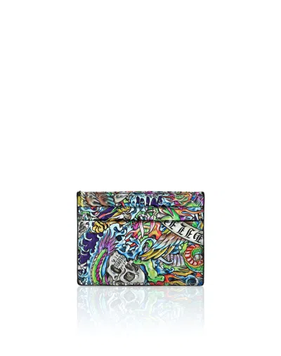 Philipp Plein Mirror Leather Credit Cards Holder Tattoo In Multi