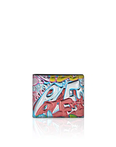Philipp Plein Mirror Leather French Wallet Bombing Graffiti In Multi