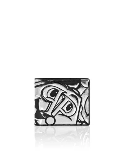 Philipp Plein Mirror Leather French Wallet Smile Men In Black
