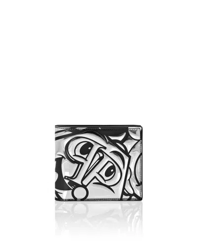 Philipp Plein Mirror Leather French Wallet Smile In Multi