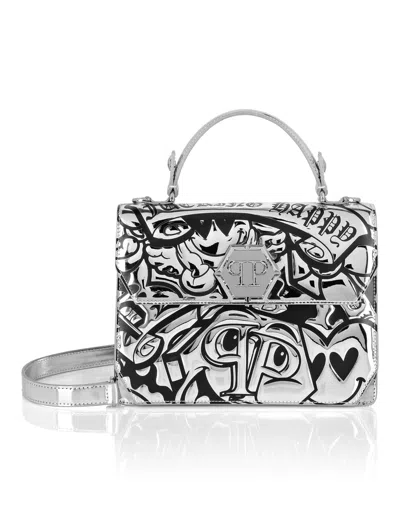 Philipp Plein Mirror Leather Handle Bag Superheroine Smile