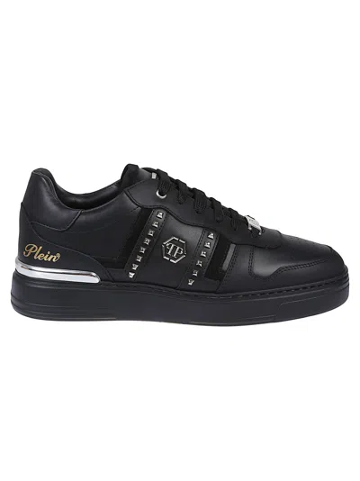 Philipp Plein Mix Cut Studs Low Top Sneakers In Black