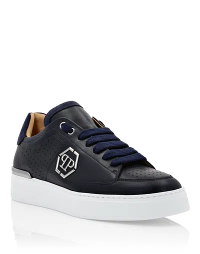PHILIPP PLEIN MIX LEATHER LO-TOP SNEAKERS