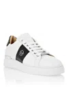 Philipp Plein Mix Leather Lo-top Sneakers Hexagon In White
