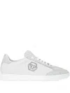 Philipp Plein Mixed Monogram Crocodile-effect Sneakers In White